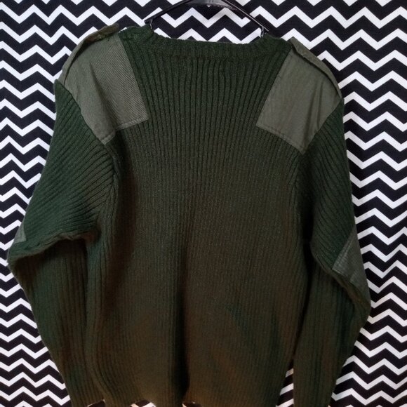 ALPHA INDUSTRIES heavy ribbed dark green military army sweater mens L - Picture 4 of 6